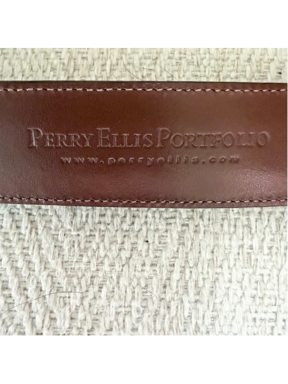 EUC Men’s Size 36 Perry Ellis Portfolio Genuine Cowhide Dk Brown Dress Belt